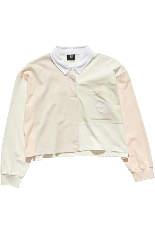 Stussy Womens Eastman Panelled Rugby Shirts White - RNQFE4987